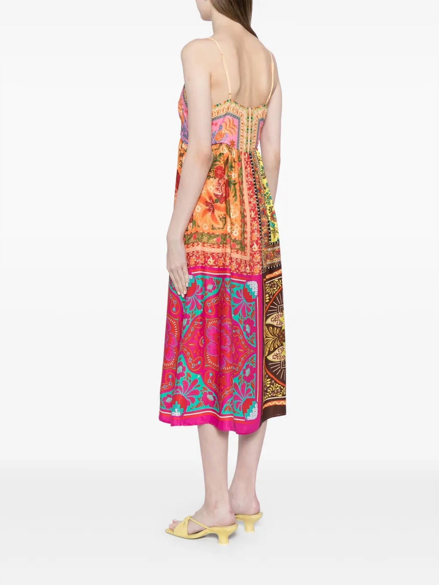 Farm Rio - Mixed Scarves Midi Dress
