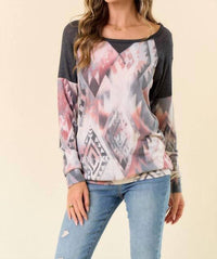 Lovely Melody - Monique Aztec Print Top