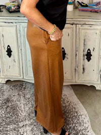 Adrienne - Faux Leather Embossed Pants