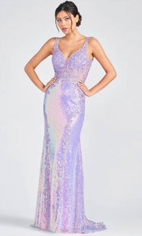 Colette By Mon Cheri - Iridescent Sequins Fit And Flare Gown