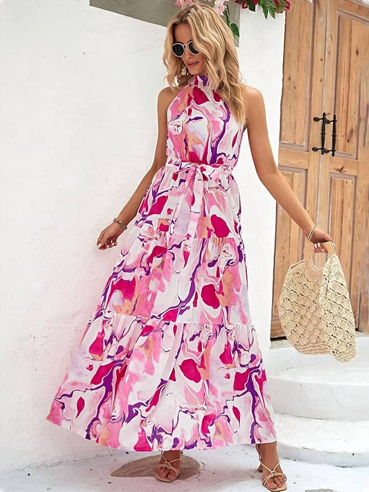 Miss Sparkling - Halter Maxi Dress