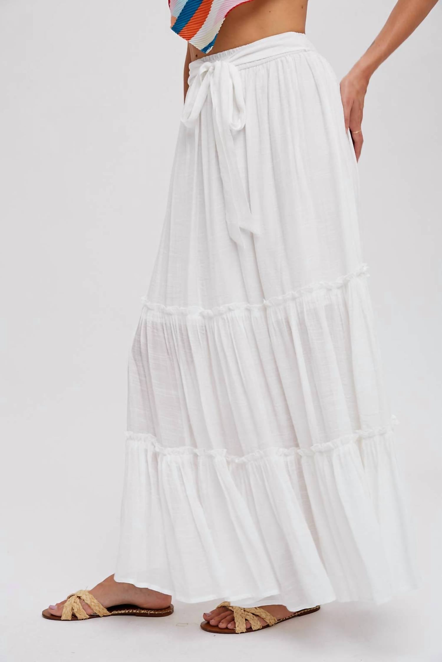 Bluivy - Tiered Ruffle Flowy Maxi Skirt