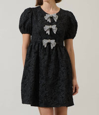 SUGARLIPS Sophia Bow Mini Dress in black - women's dress