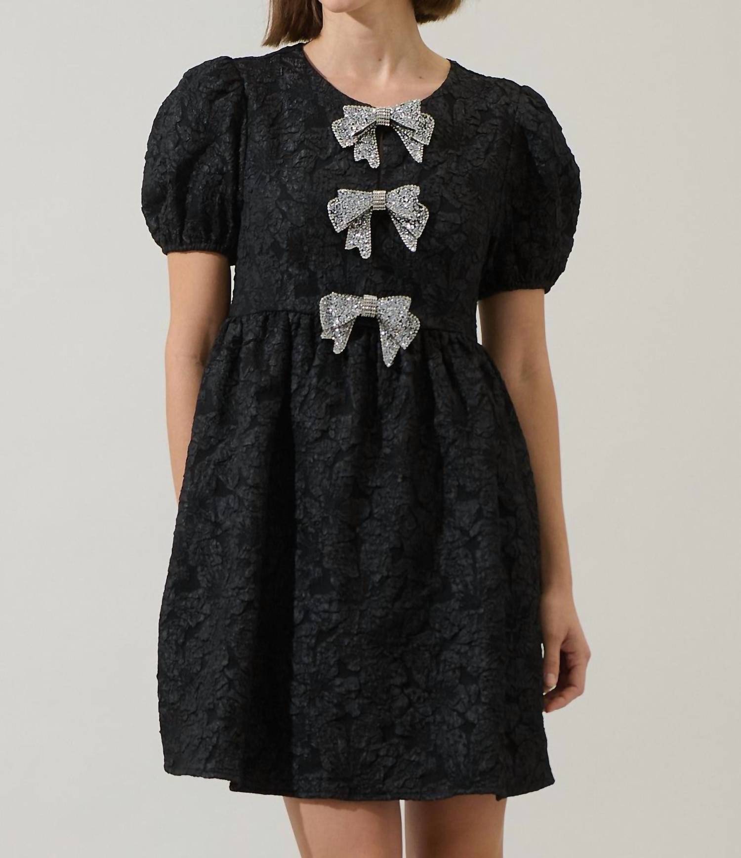 SUGARLIPS Sophia Bow Mini Dress in black - women's dress