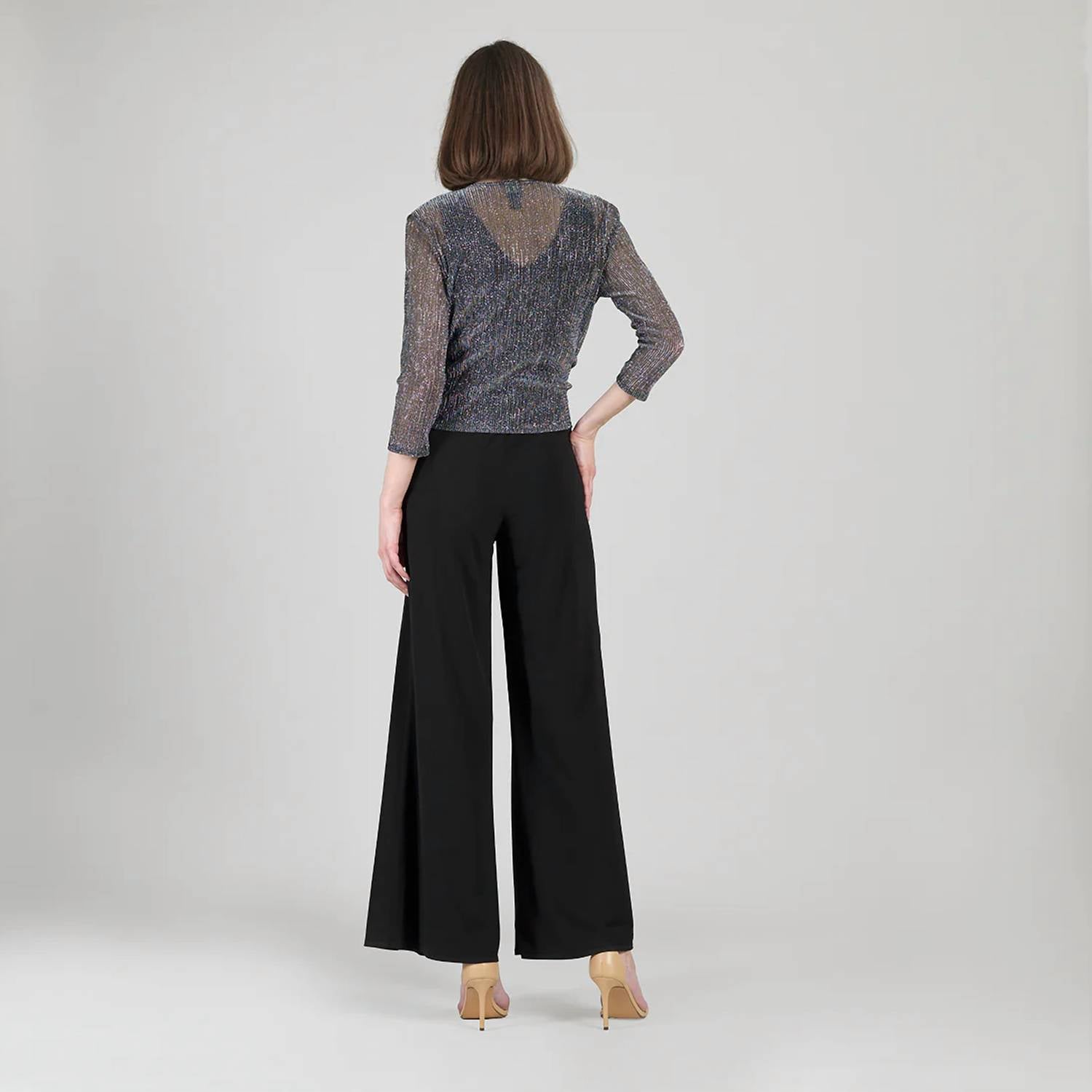 Clara Sun Woo Sheer Shimmer Modern Tie Front Cardigan in silver - women's cardigan - view 4