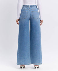 Flying Monkey - Carmen High Rise Elastic Tie Waistband Baggy Wide Jeans