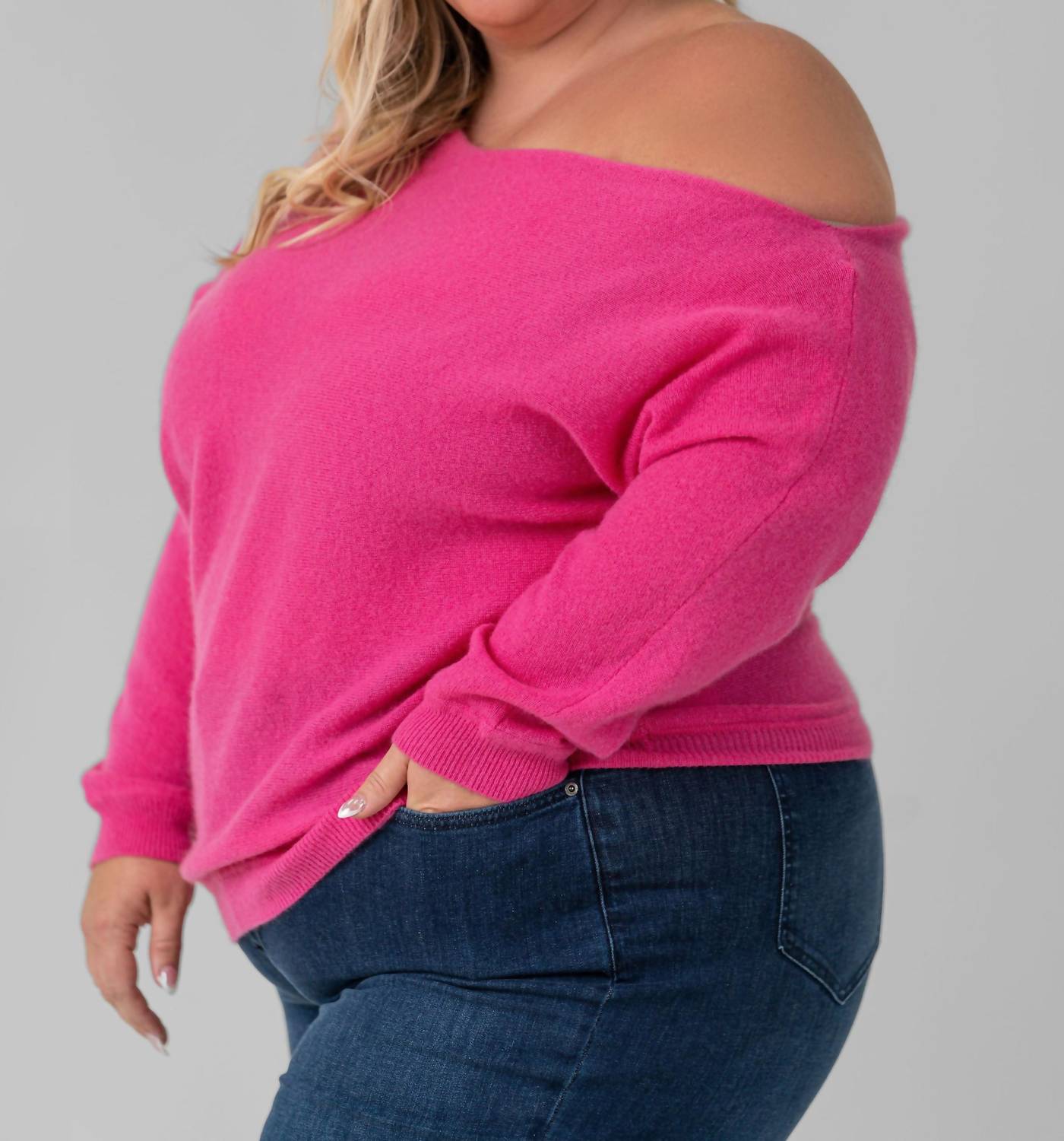 Minnie Rose - Cashmere Off The Shoulder Top - Plus