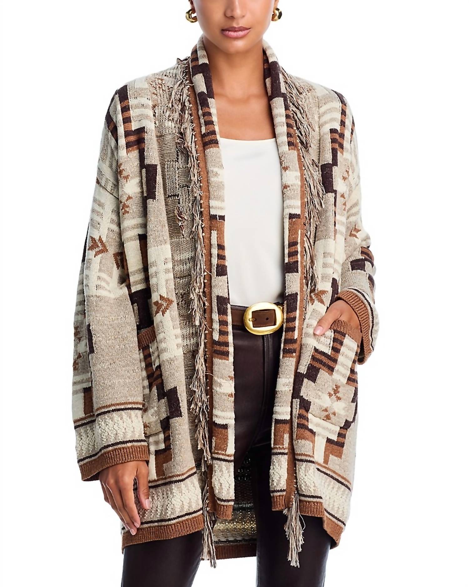 L'Agence - Jair Jacquard Fringe Cardigan