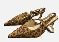 C.Paravano - Women's Leopard Spot Slingback 2.75" Kitten Heel