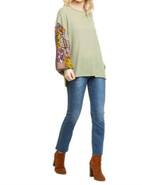 Umgee - Paisley Print Waffle Knit Top