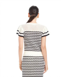 Fifteen Twenty - Uma Stripe Pointelle Cotton Blend Sweater