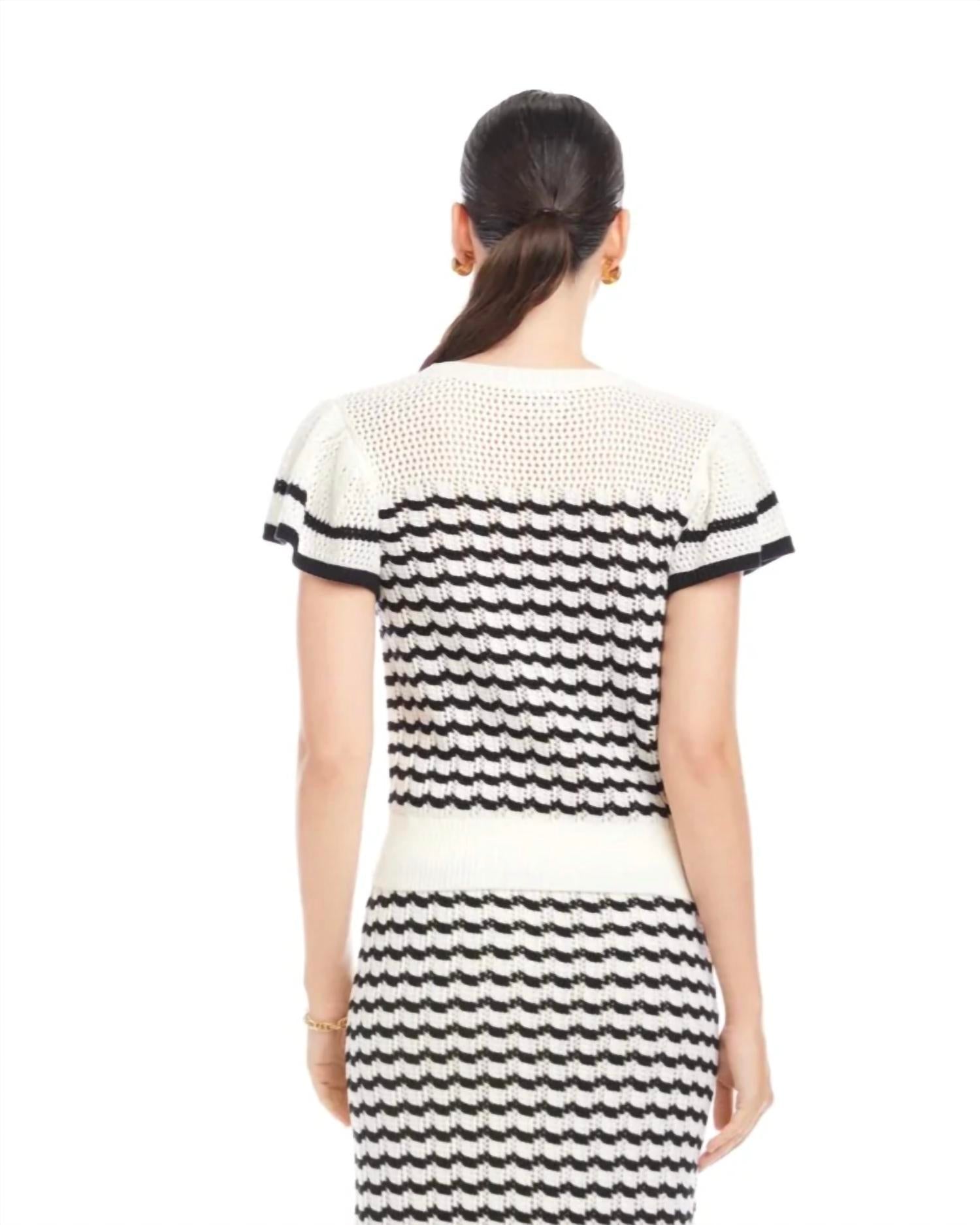Fifteen Twenty - Uma Stripe Pointelle Cotton Blend Sweater