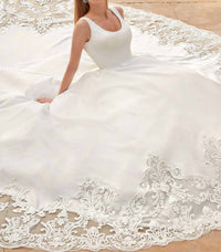 Demetrios - Satin Scoop Neck Gown