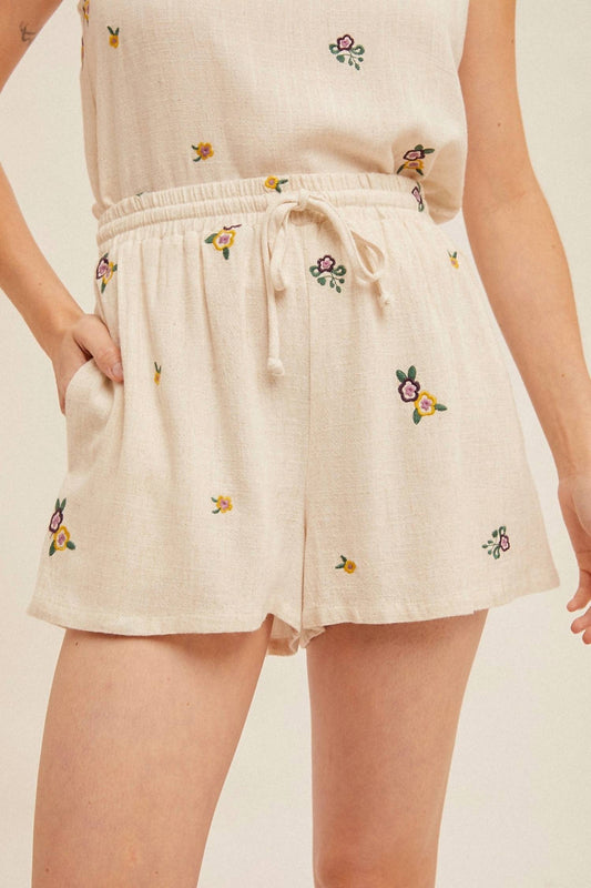 Hem & Thread - Penelope Floral Embroidered Shorts