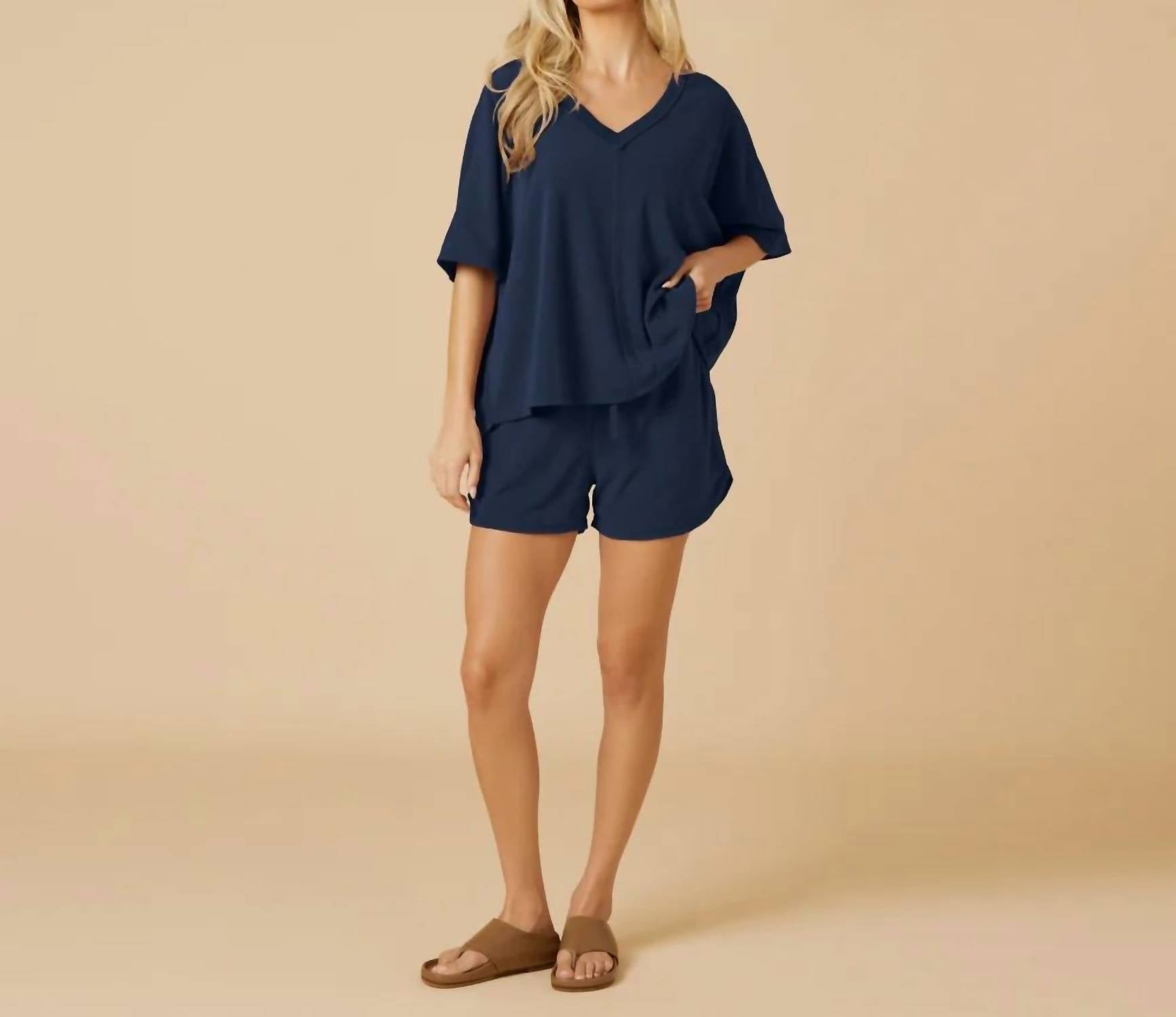 Softies - Terry Relaxed V-neck With Short Set