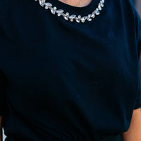 Elan - Rhinestone Collar Tee