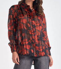 Elan - Pleated Button Up Shirt