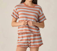 Rylee + Cru - Girl's Knit Stripe Short Set