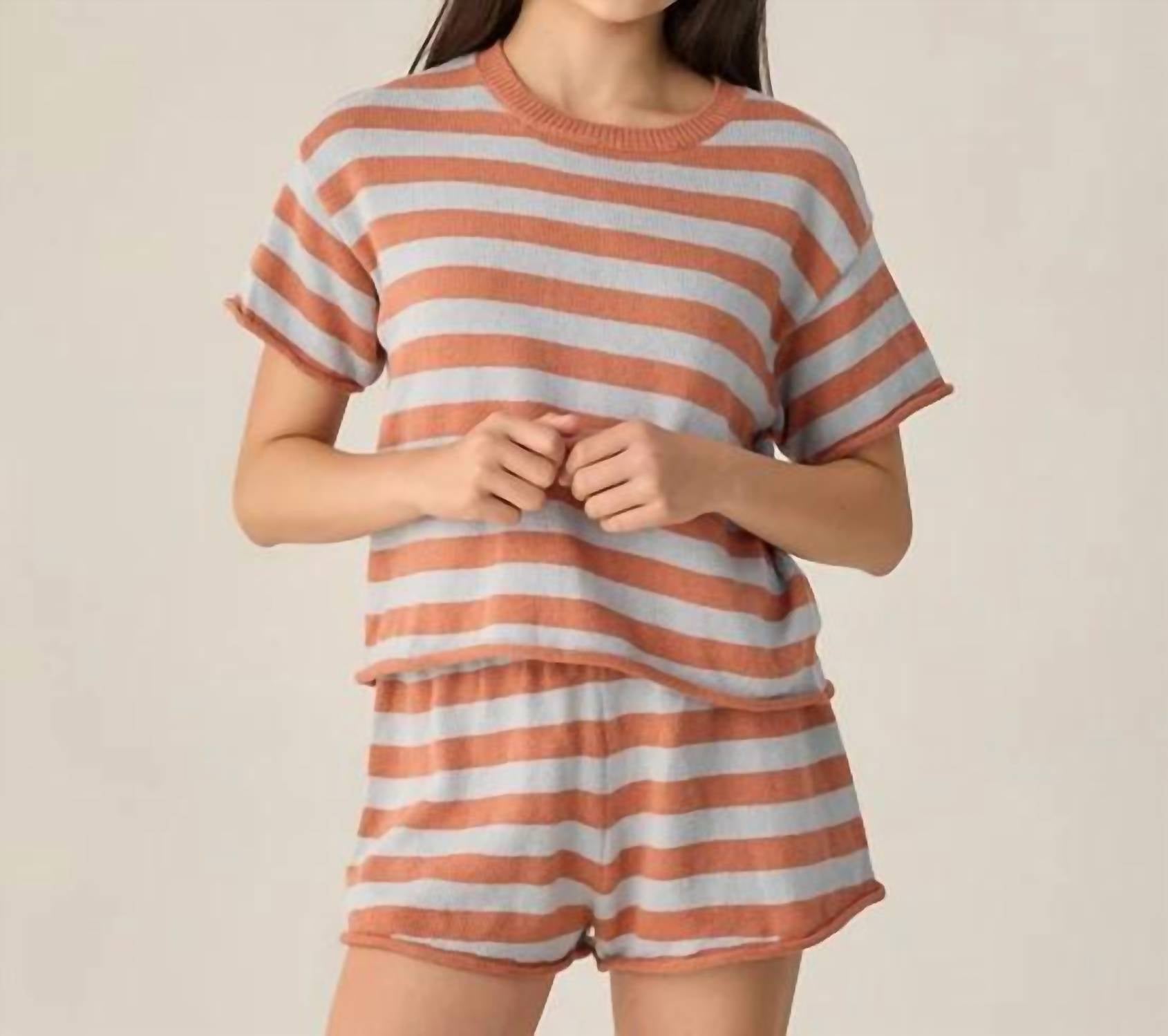 Rylee + Cru - Girl's Knit Stripe Short Set