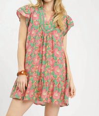 Umgee - Abstract Print Tiered Mini Dress