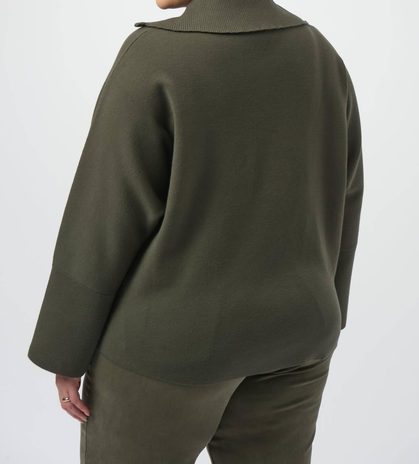 Joseph Ribkoff - Sweater Knit Boxy Pullover With Zipped Collar