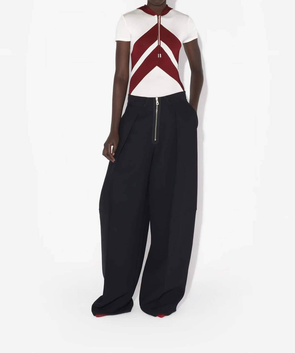 Jean Paul Gaultier - Hooded Chevron Jersey Top