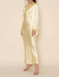 Fore Collection - Denise Long Sleeve Satin Slip Maxi Dress