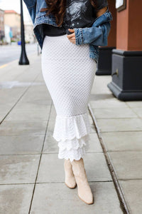 Mable - Fanta-sea Crochet Tiered Midi Skirt