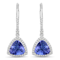 Diana M Jewels Women's Trillion Natural Tanzanite Stud Earrings (4.61 Ct) - Statement in 14k white gold - women's jewelry