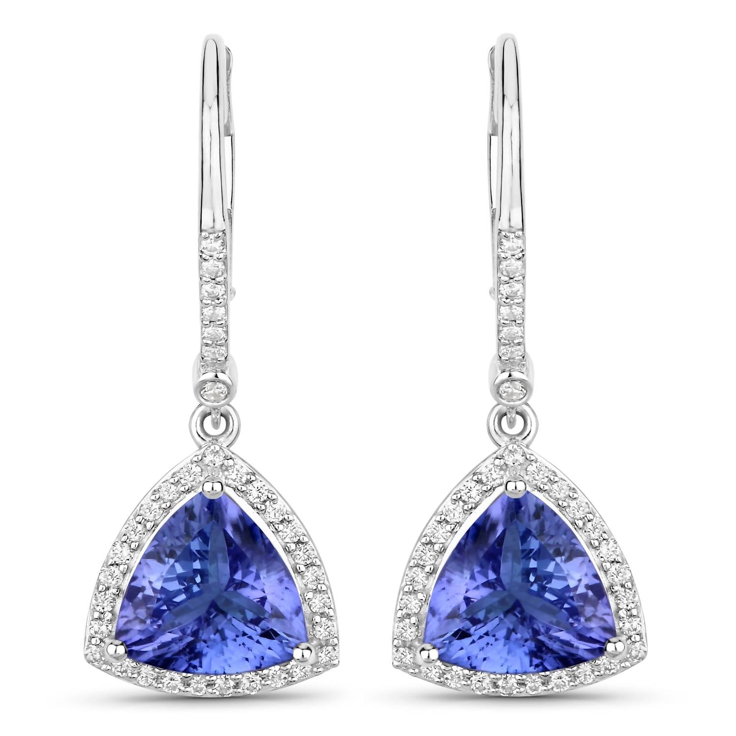 Diana M Jewels Women's Trillion Natural Tanzanite Stud Earrings (4.61 Ct) - Statement in 14k white gold - women's jewelry