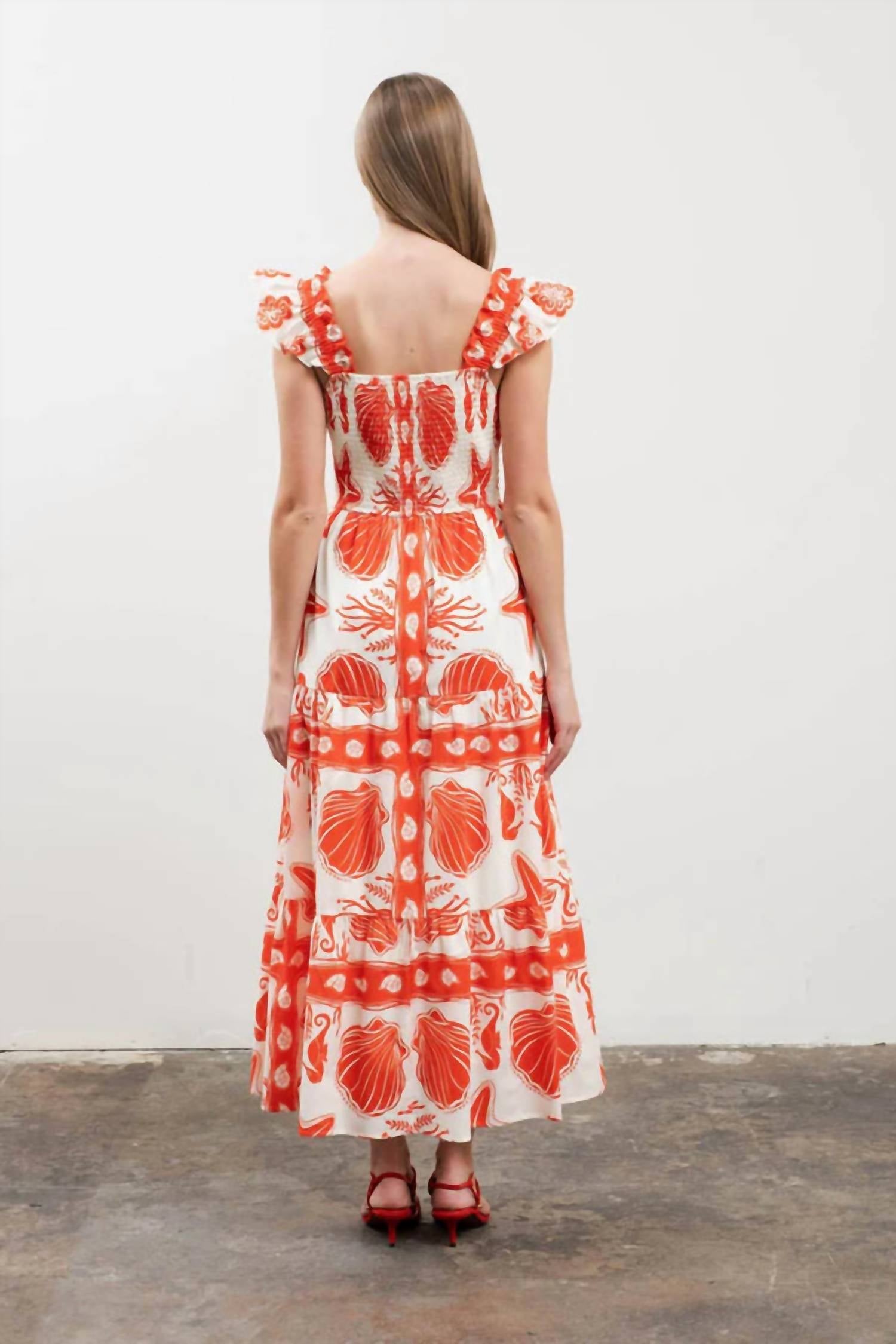 Moon River - Ruffle Sleeve Tiered Midi Dress
