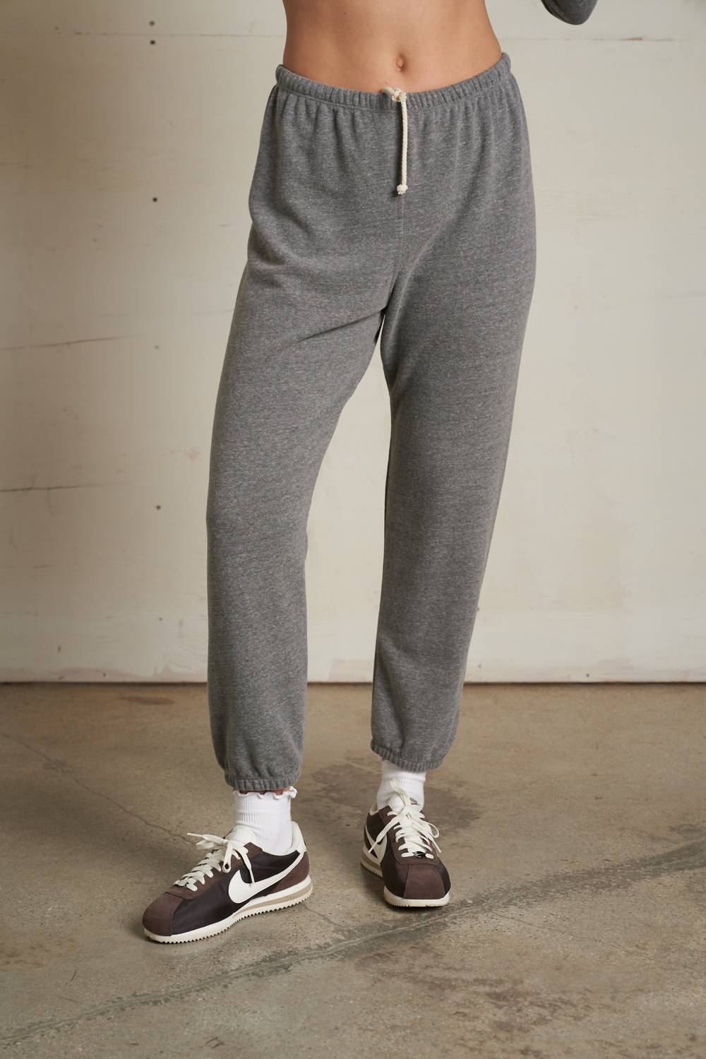 perfectwhitetee Johnny French Terry Easy Sweatpants in dark heather grey - women's pants