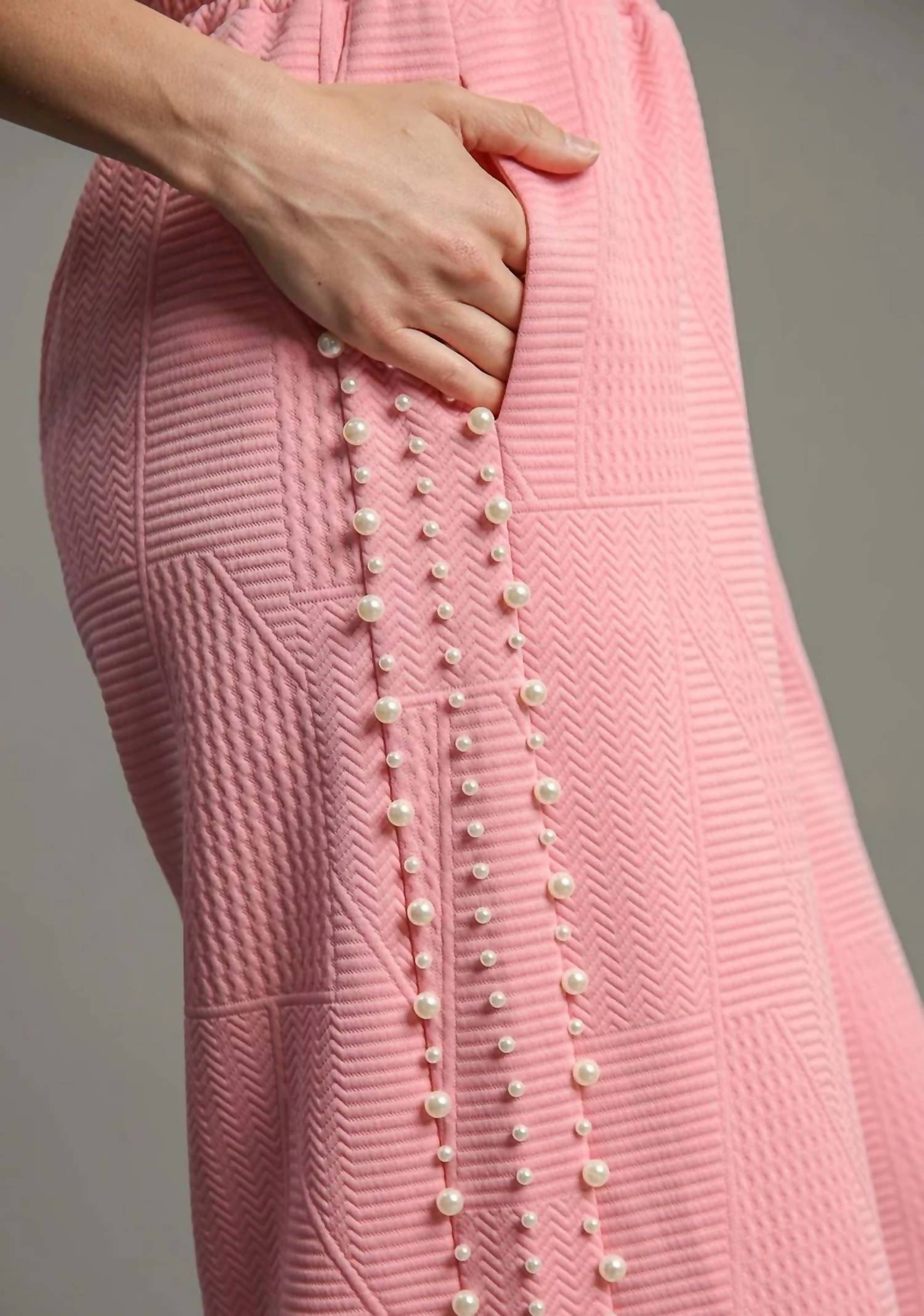 Umgee - Olivia Pearl Side Seam Detail Knit Jacquard Pants