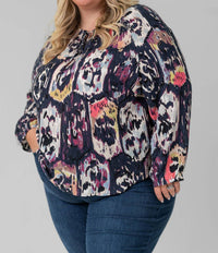 Nic + Zoe - Medallion Mix Long Sleeve Top - Plus