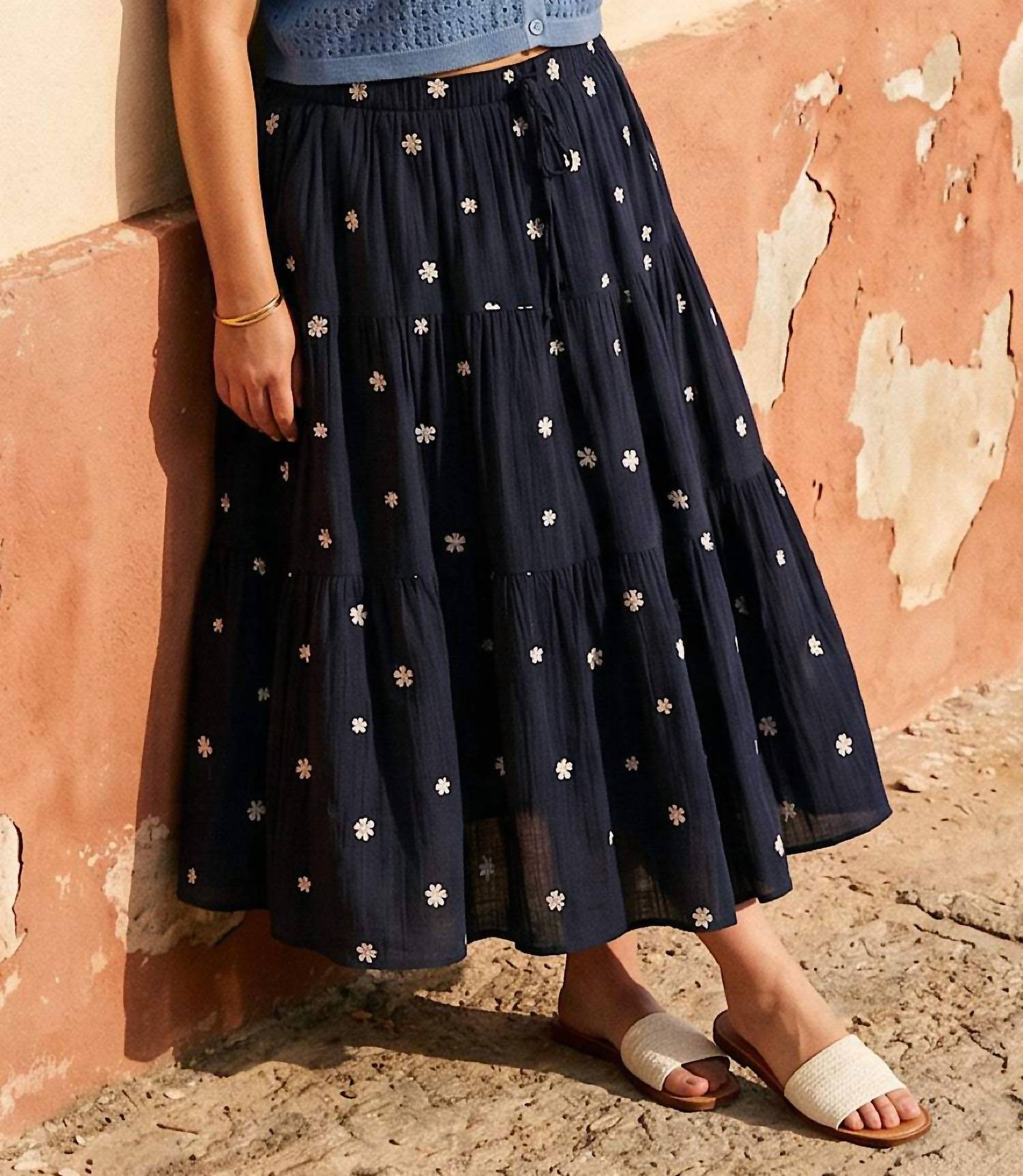 Karen Kane - Embroidered Tiered Midi Skirt - Plus