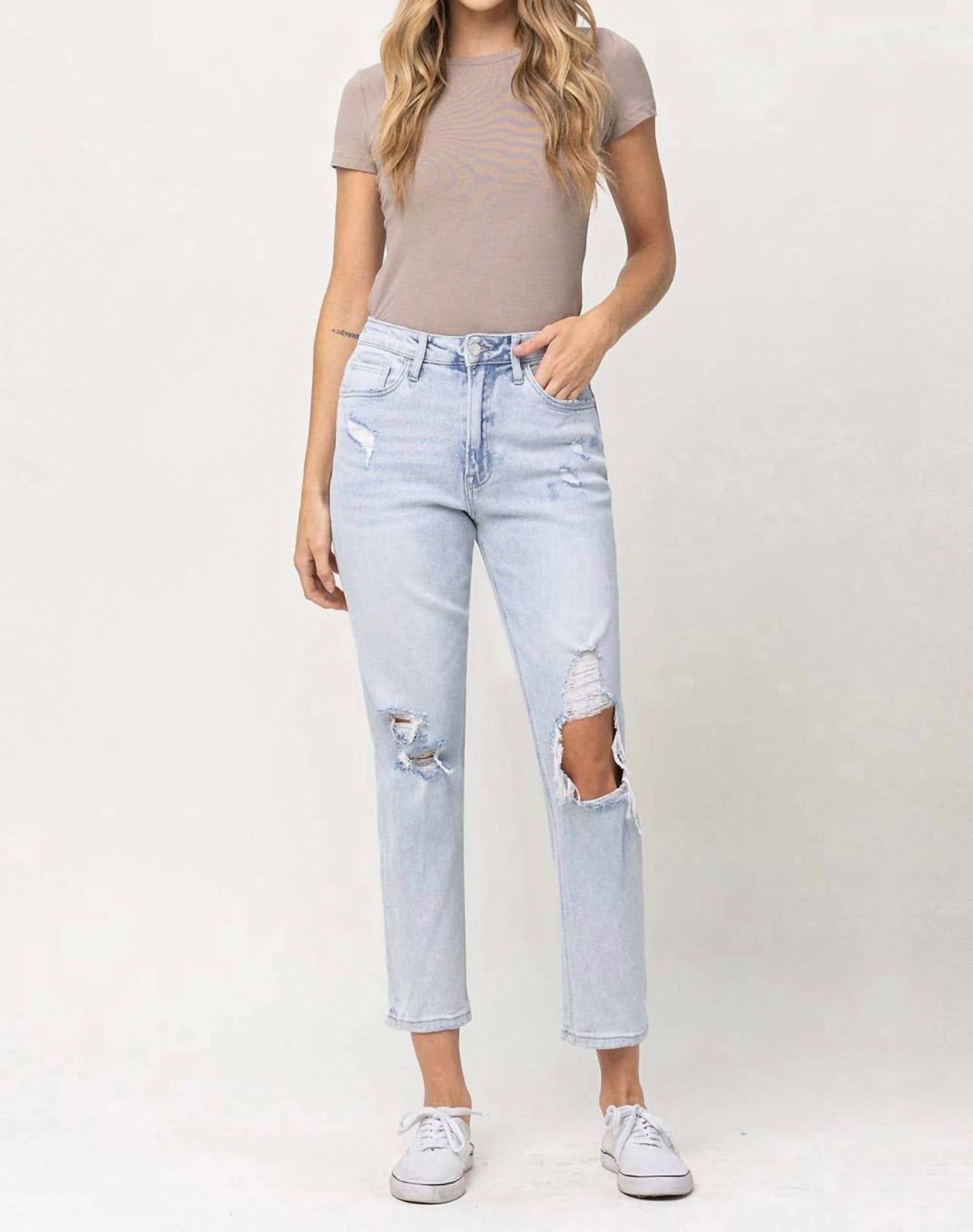 Vervet By Flying Monkey - Ripped Stretch Mom Jean