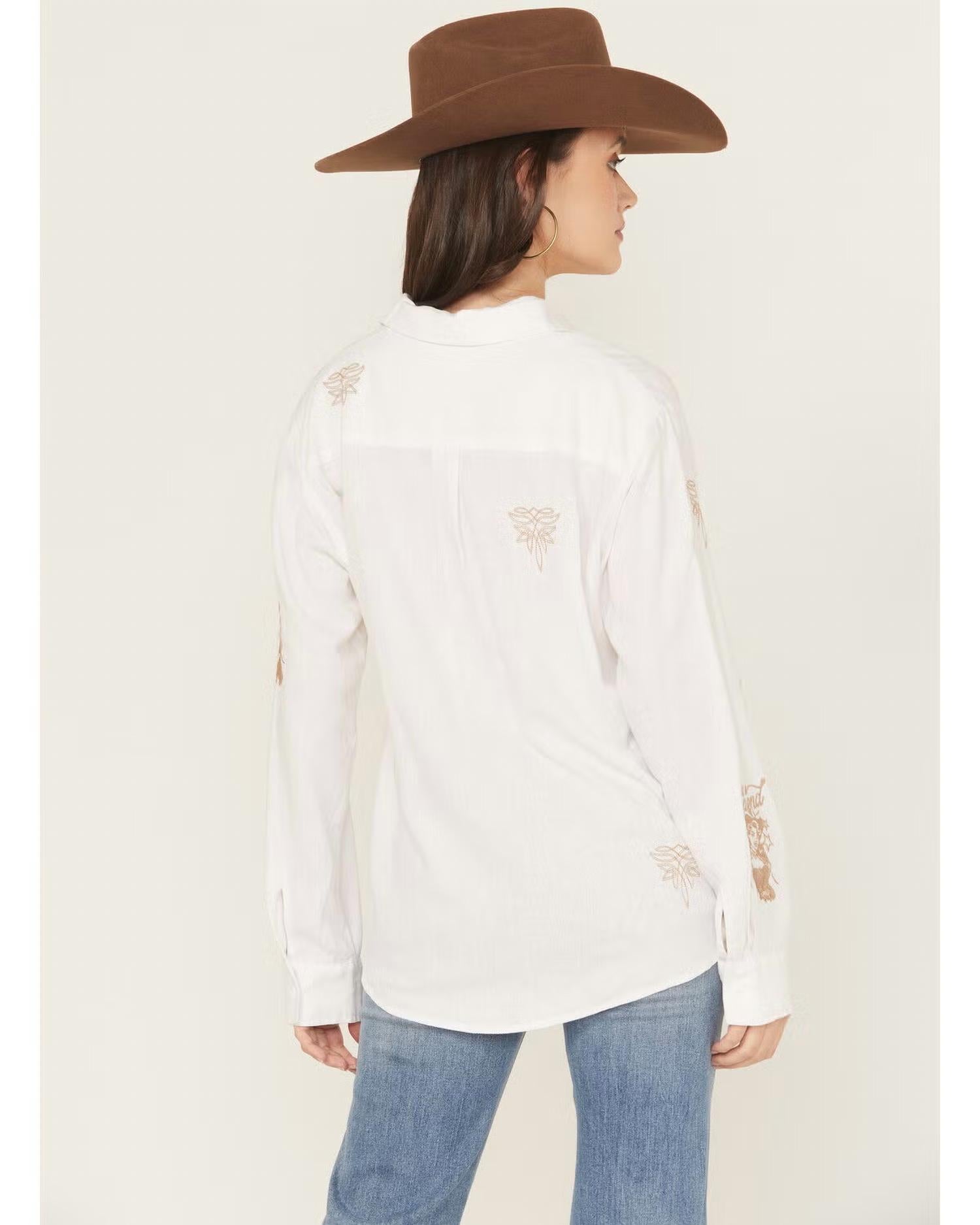 Blue B - Boot Stitch Cowgirl Embroidered Button-up