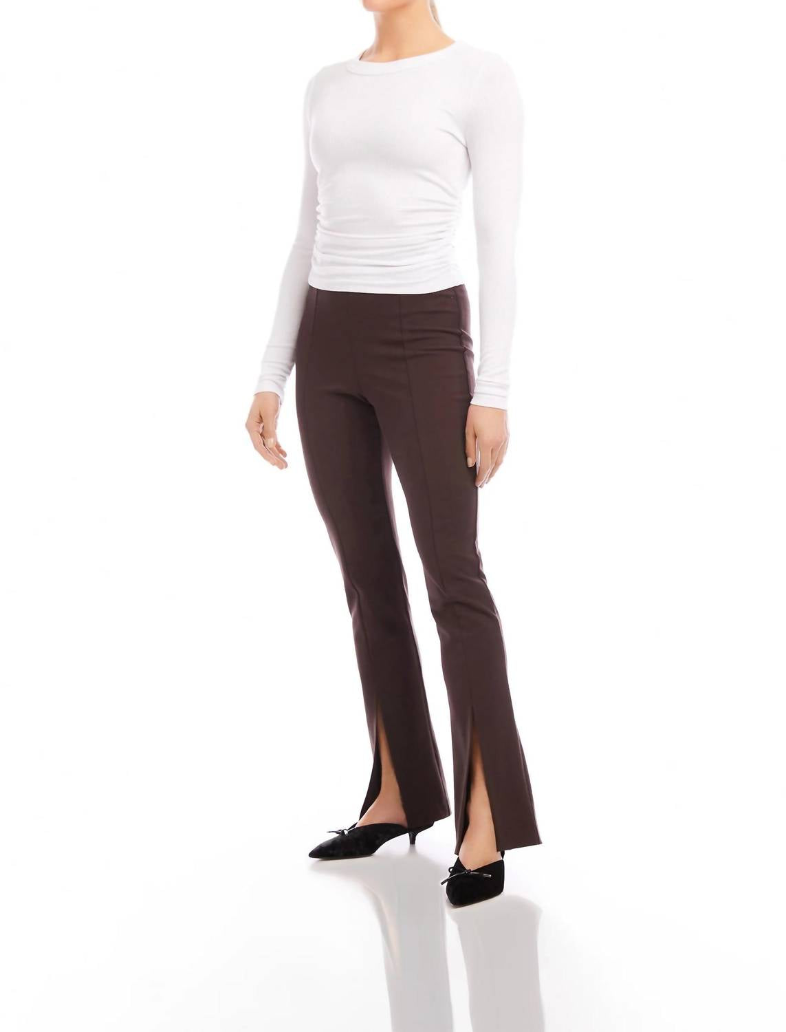 Fifteen Twenty Harlow Bootcut Pants in brown - women's pants - detail view