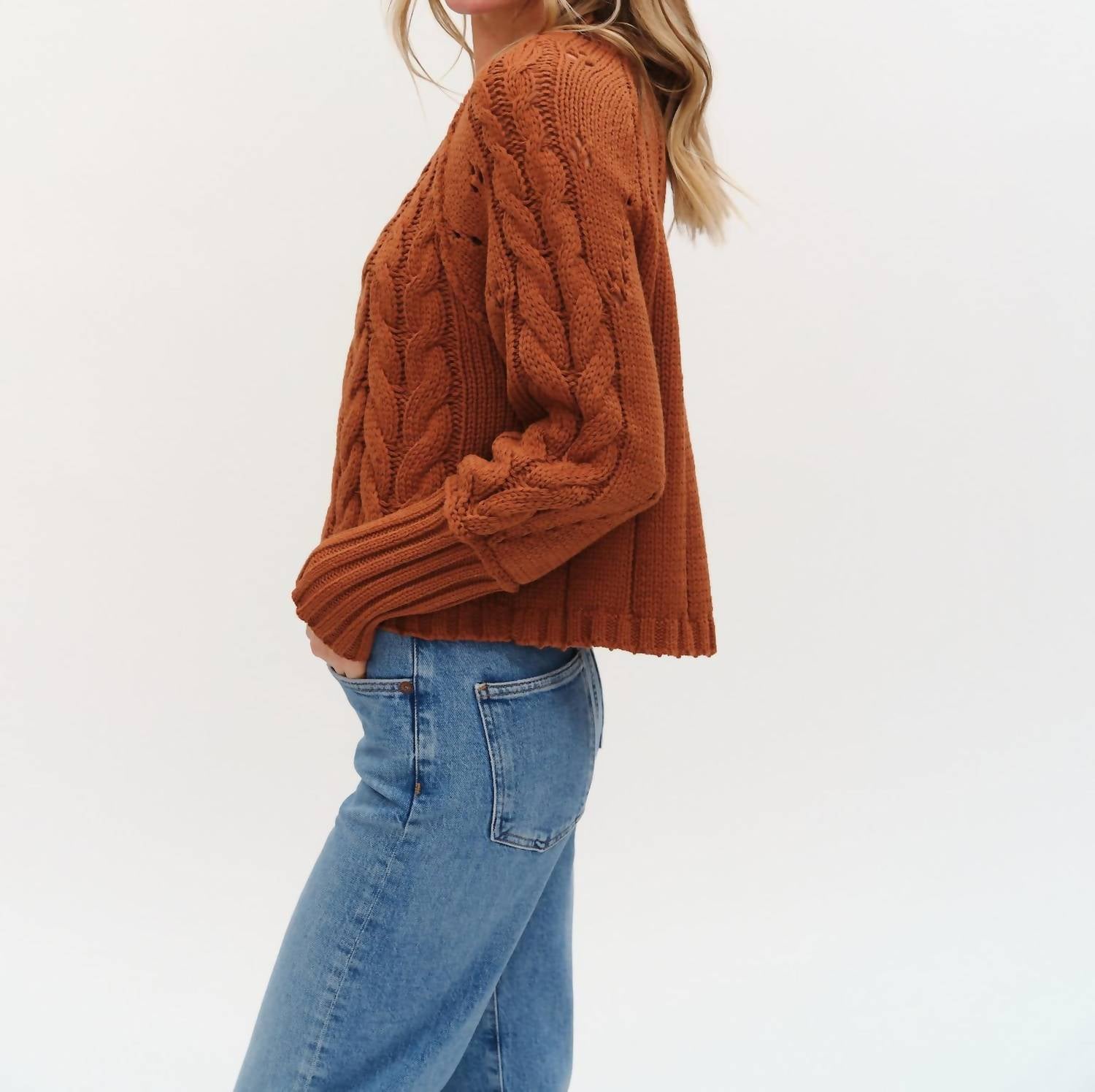 Six/Fifty - Alexa Cable Knit Boat Neck Sweater