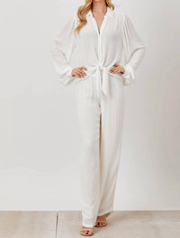 Maven West - Tie-Front Button-Down Blouse