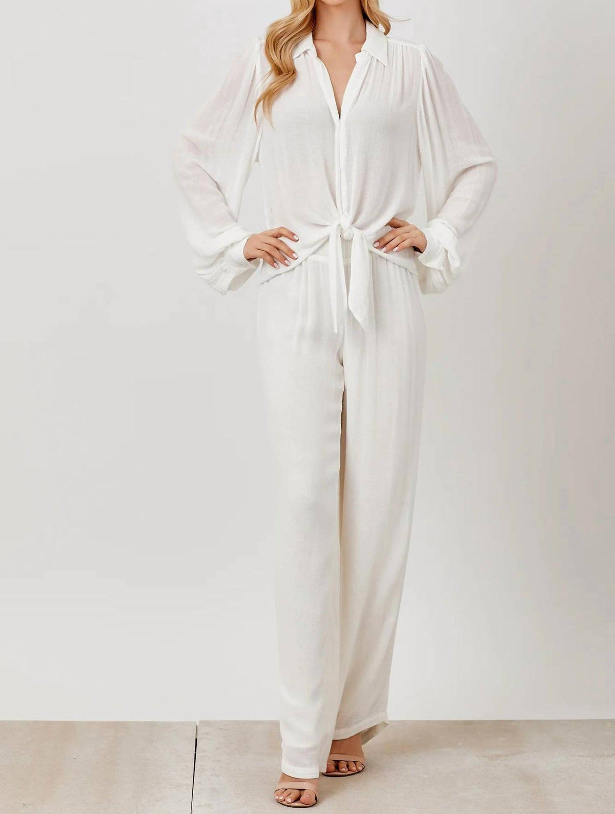Maven West - Tie-Front Button-Down Blouse