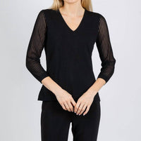 Hinson Wu Daisy 3/4 Sleeve Sweater in black - women's sweater