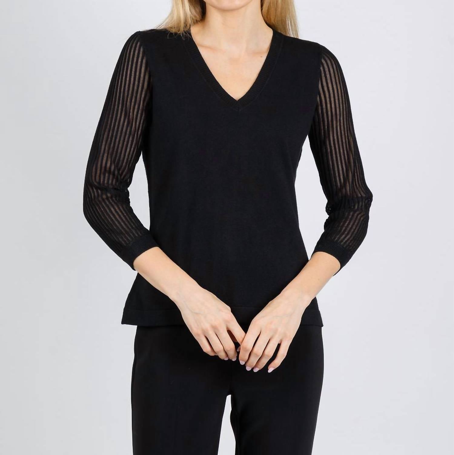 Hinson Wu Daisy 3/4 Sleeve Sweater in black - women's sweater
