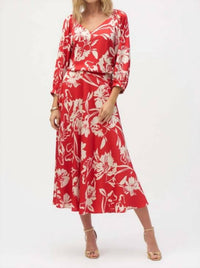 Joseph Ribkoff Long Flower Print Skirt in red cream - women's skirt - alternate view