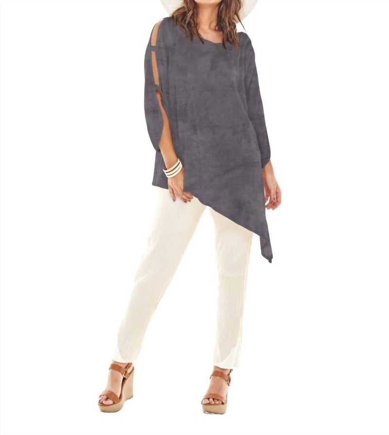 Oh My Gauze! Magy Opened Sleeved Top in washed black - women's blouse