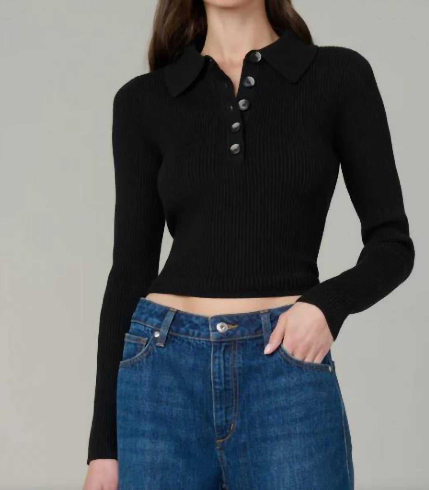 Joe's Jeans Lisa Polo Sweater in black - women's sweater