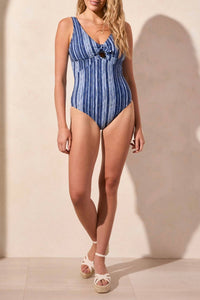 TRIBAL Knot Front Swimsuit in jet blue - women's swimwear