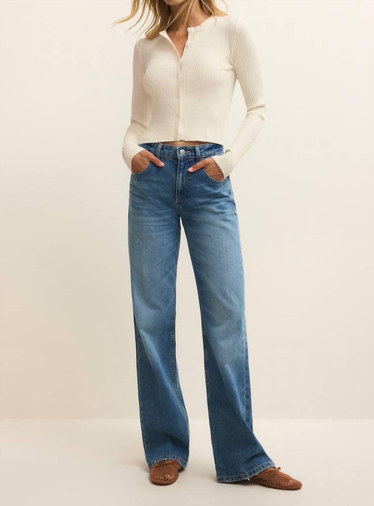 Z Supply Patrice Rib Crew Neck Cardigan in cloud - women's cardigan - alternate view