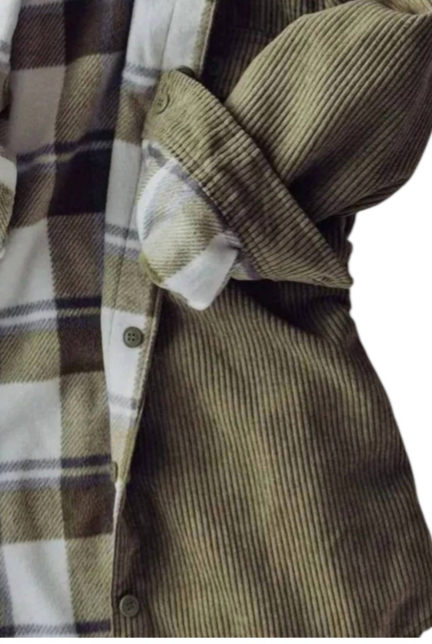 Urban Daizy - Women's Plaid Lined Corduroy Flannel Shacket