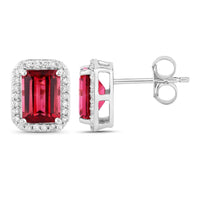 Diana M Jewels Women's Octagon Natural Rubellite Stud Earrings (3.08 Ct) - Signature Plus in 14k white gold - women's jewelry - detail view
